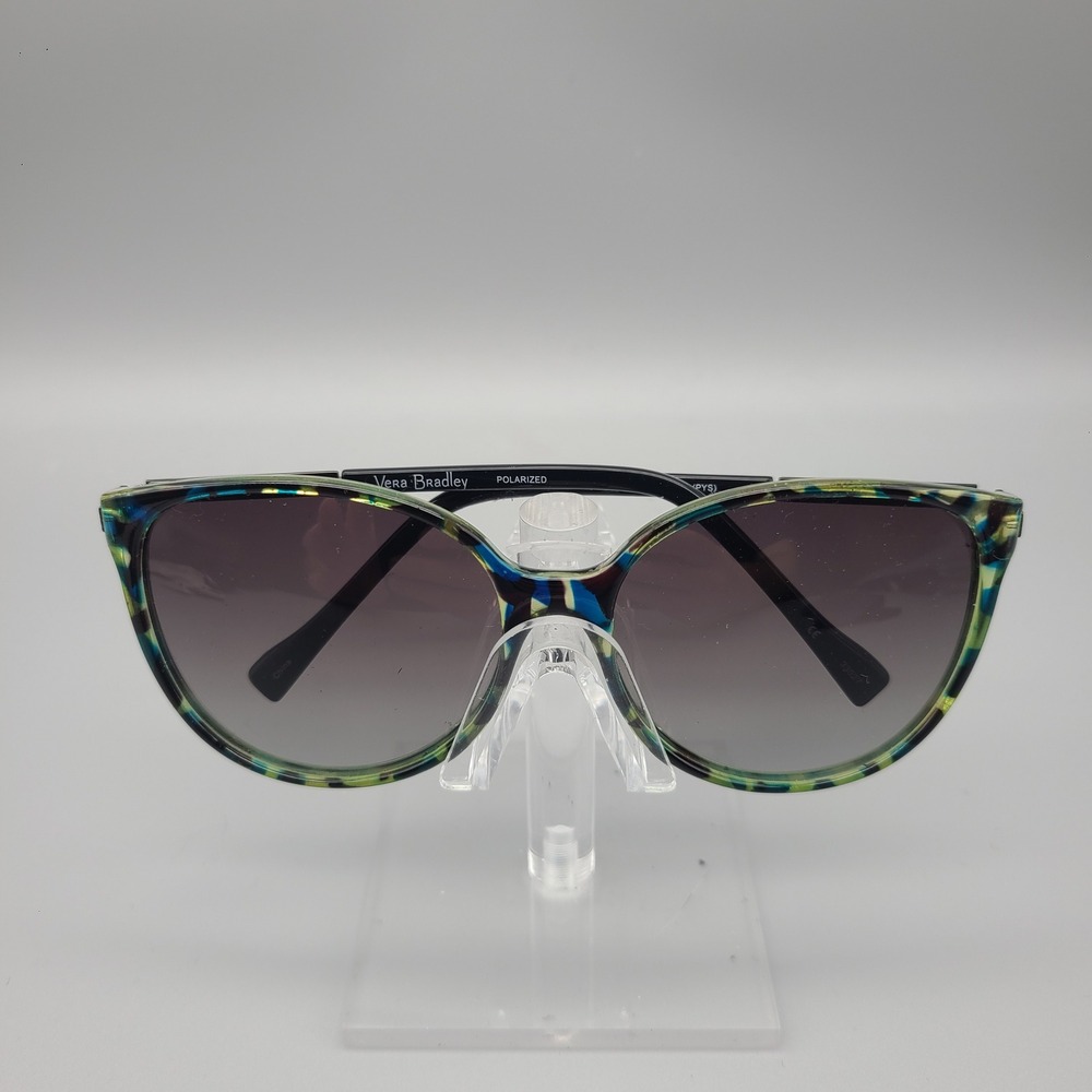 Vera Bradley Tori Pretty Posies Polarized Sunglasses Cat Eye Green Blue Floral